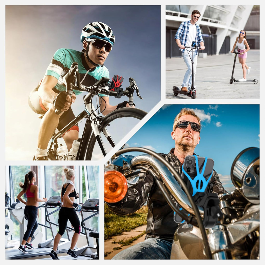 TruActive Premium Bike Phone Mount Holder | Universal Cell Phone Mount for 4"-7" Phones | Includes 6 Reusable Color Bands | Tool Free Handlebar Mount for Bicycle, Motorcycle, Electric Scooter, ATV